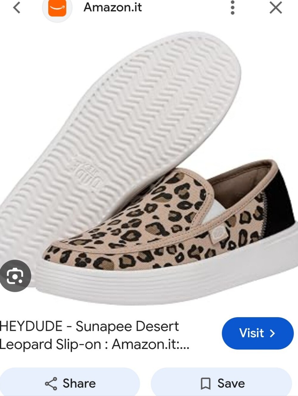 HeyDude Women's Sunapee Desert Leopard Print Slip-On Shoes size 7